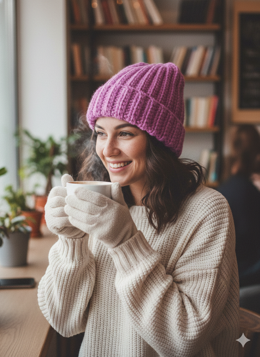 Cappellino in Lana Fatto a Mano – Modello Soft Rib Pink